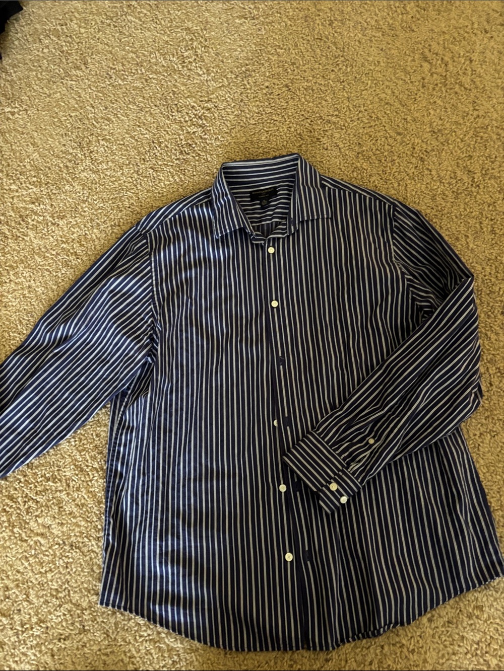 Banana  Republic Navy Blue Striped Button-Up Shirt